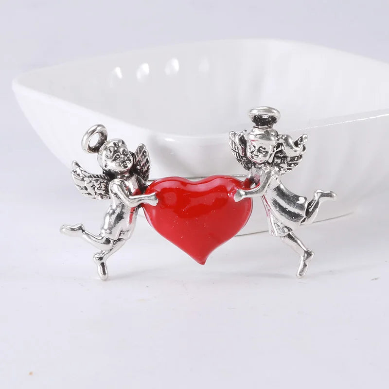 Enamel Angel Brooches for Women Unisex Cupid Love Character Pins Banquet Party Backpack Gifts Jewelry Accessories