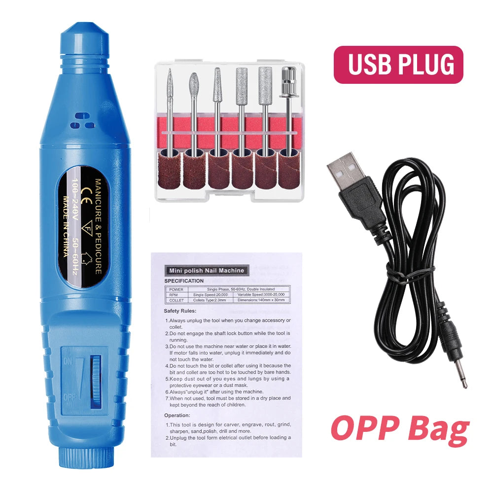 LINMANDA 6 in 1 電動ネイルドリルキット ネイルポリッシャー マニキュア ポータブルネイルファイル ネイルドリル機器 ペンツール マシン