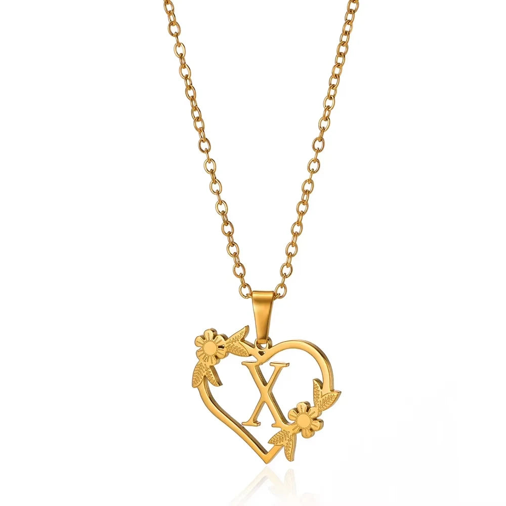 Initial Letter Stainless Steel Pendant Necklace for Women Fashion Gold Color Chain A-Z Alphabet Clavicle Necklaces Jewelry Gift