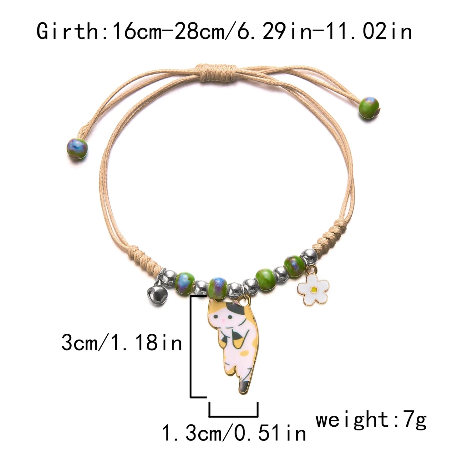 Cartoon Enamel Animal Cat Flower Bracelet for Girl Kids Women Charm Pet Pendant Strap Rope Bracelets Handmade Friendship Jewelry