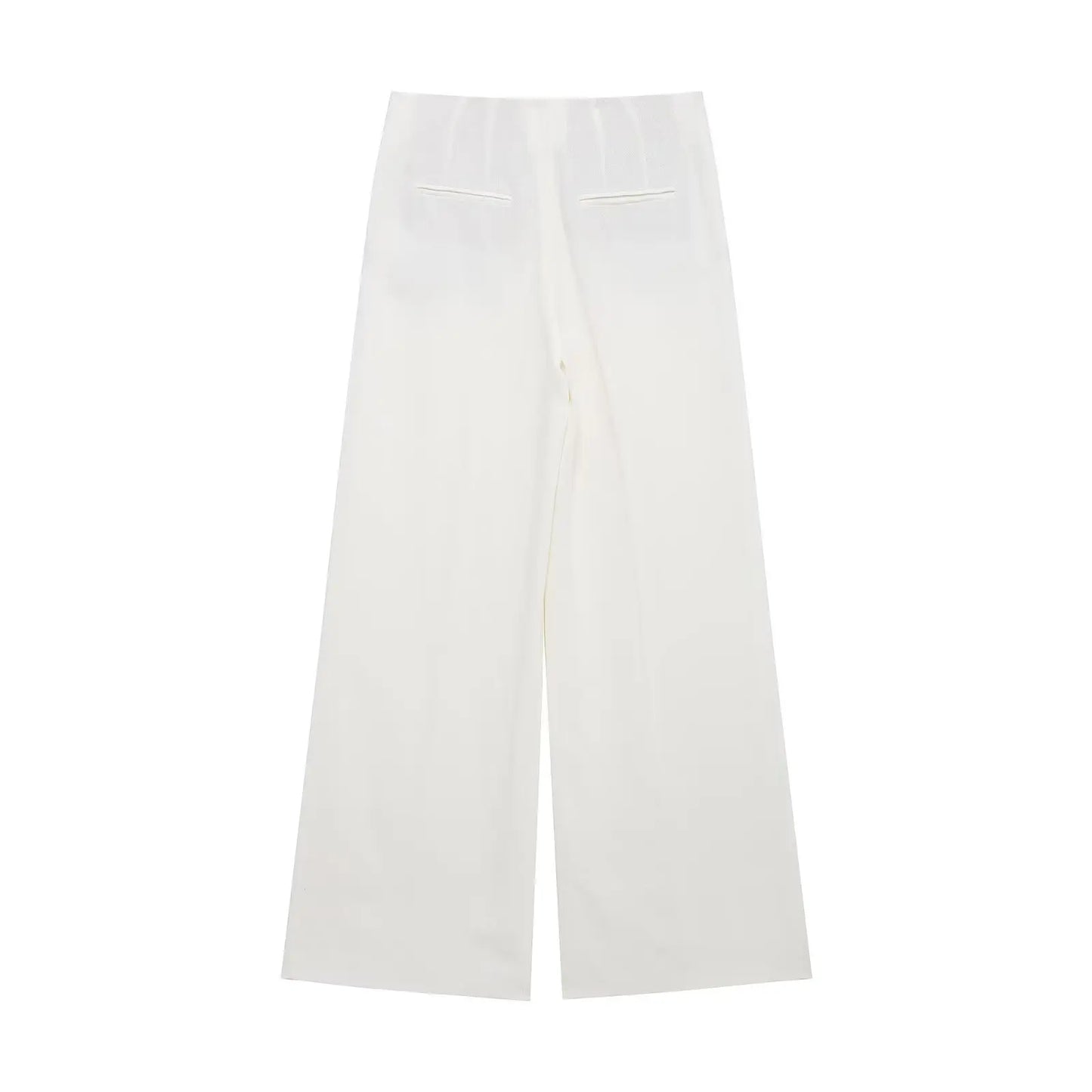 TRAFZA Women's Suits White Turn-Down Collar Long Sleeves Lace-Up Blazers+High Waist Zipper Long Pants Female Spring Fashion Sets