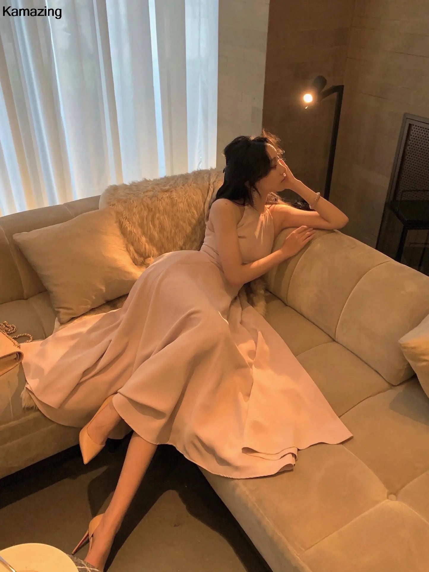 French Romantic A-line Party Dresses Women Elegant Sleeveless Birthday Graduation Midi Dress Summer New Fashion Mujers Robe