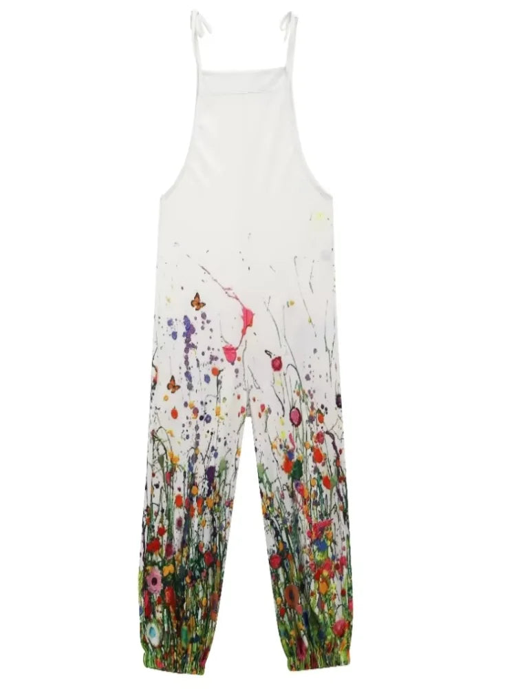 New Women's Jumpsuit Summer Clothing Sleeveless Lace-Up Casual Loose Wide-Leg Pants Women's Jumpsuits Plus Size Womens Bib Pants