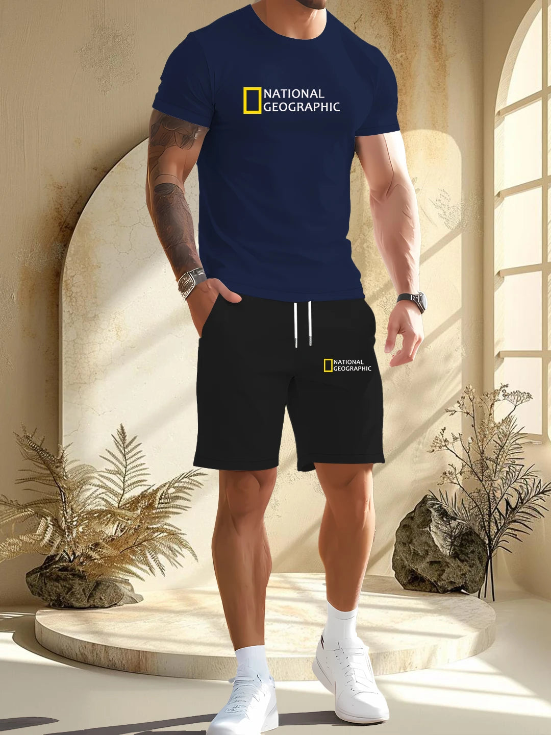 2025 New Fashionable Men's Outdoor Set, Short Sleeve Shorts, Comfortable and Breathable Material