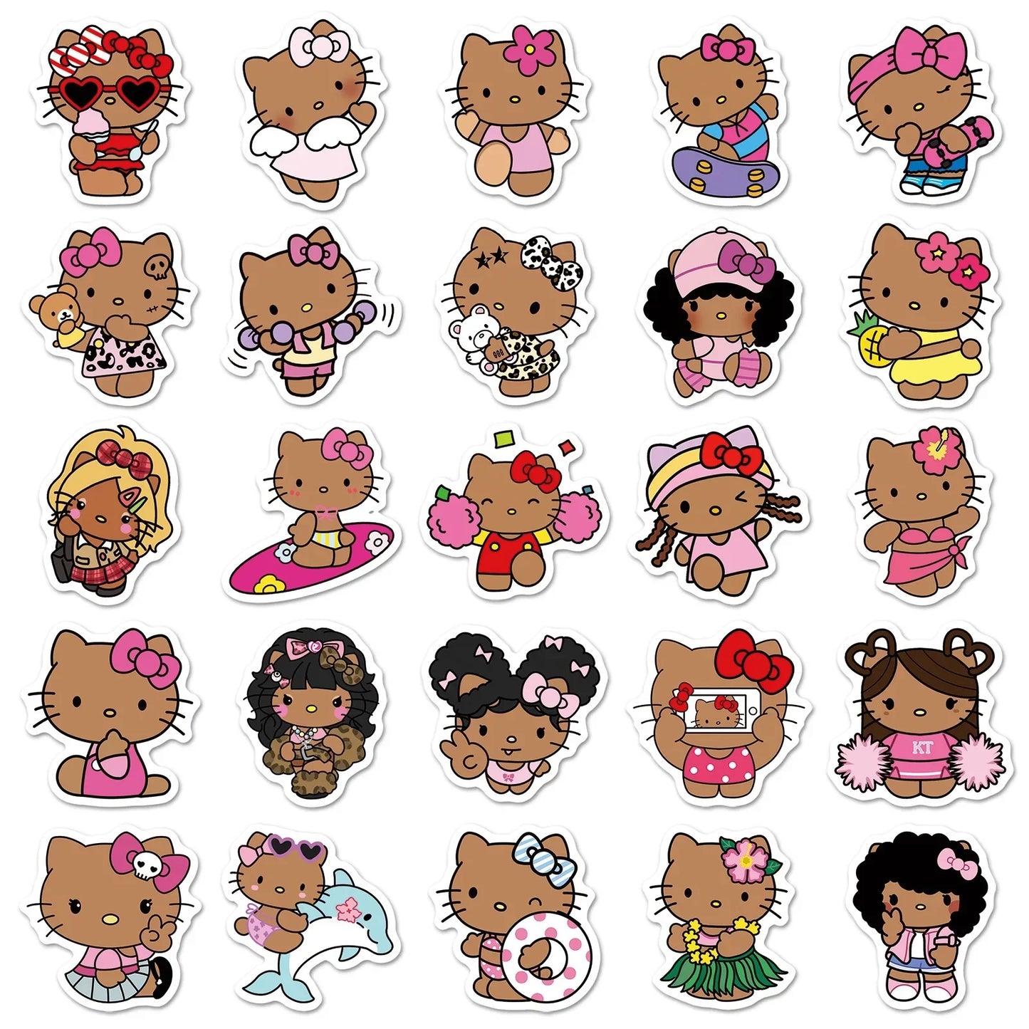 10/50枚 漫画 かわいい ブラック スキン ハローキティ ステッカー かわいい グラフィティ 装飾 荷物 ノート 防水 デカール 子供 ギフト おもちゃ