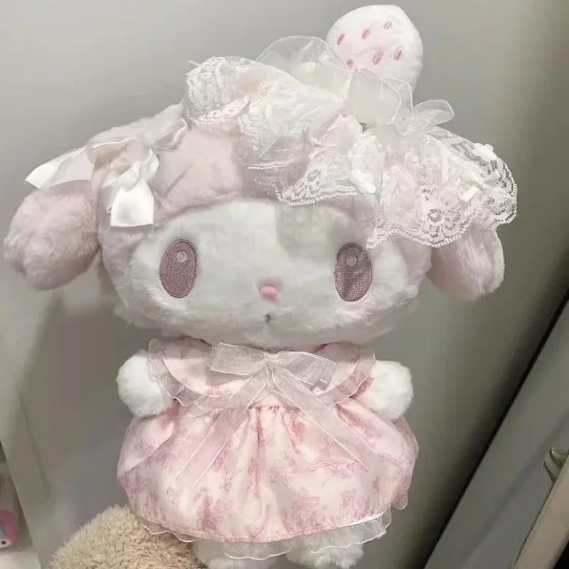 25CM Cartoon My Melody Kawaii Lolita Doll Sweet White Strawberry Soft Plush Companion Doll Girl Toy Birthday Gift