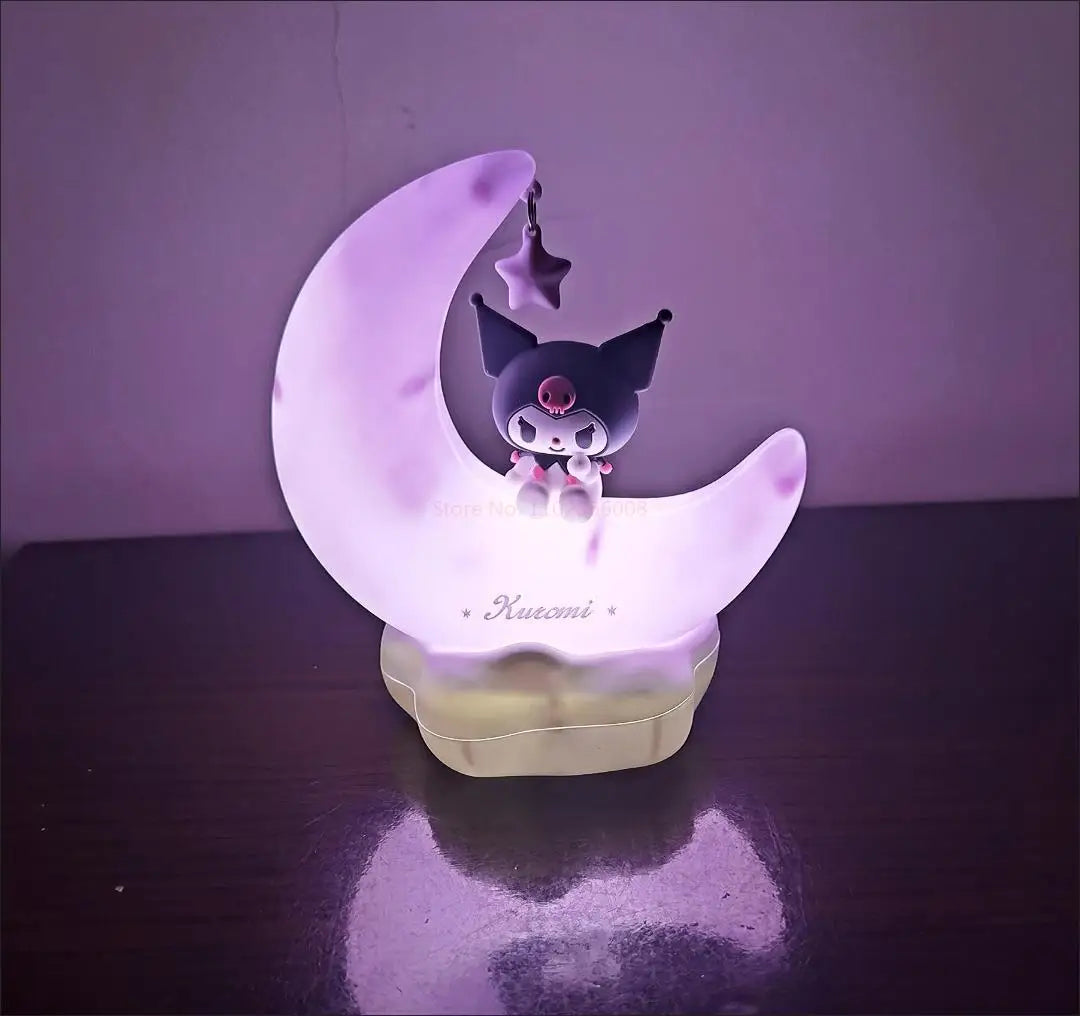 Sanrio Kuromi Cinnamonroll Moon LED Light Kawaii 3D Cartoon Ornament Cute Beauty Bedroom Night Light Bedside Decor Lamp Gifts