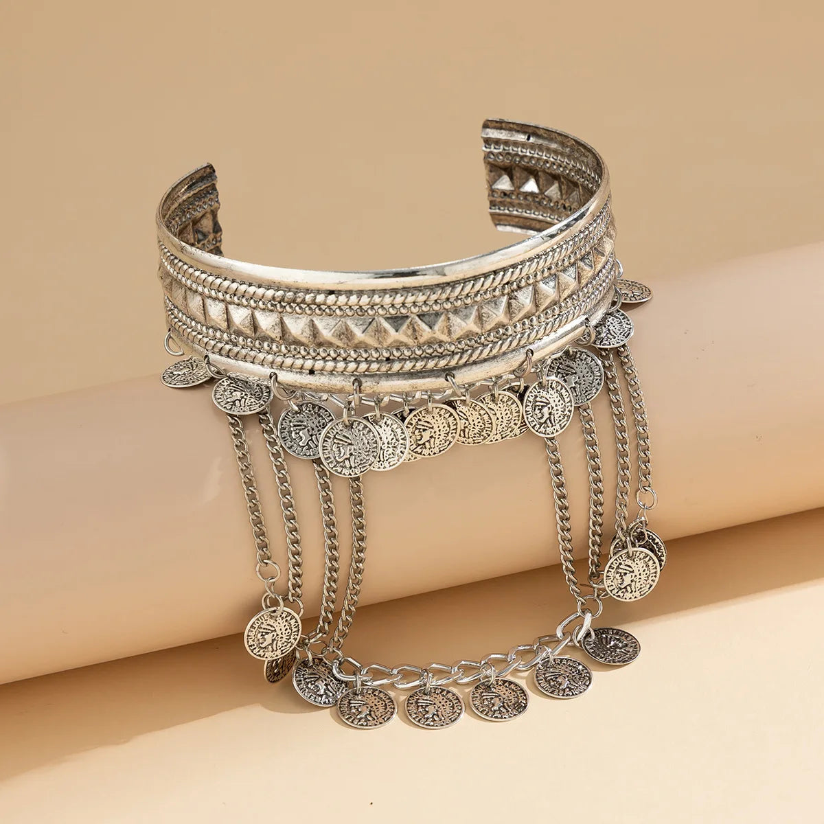 New Trendy Golden Metal Coin Leaf Chain Tassel Upper Arm Bangles Cuff Bracelet Armlet Armband Men Women Jewelry Accessories
