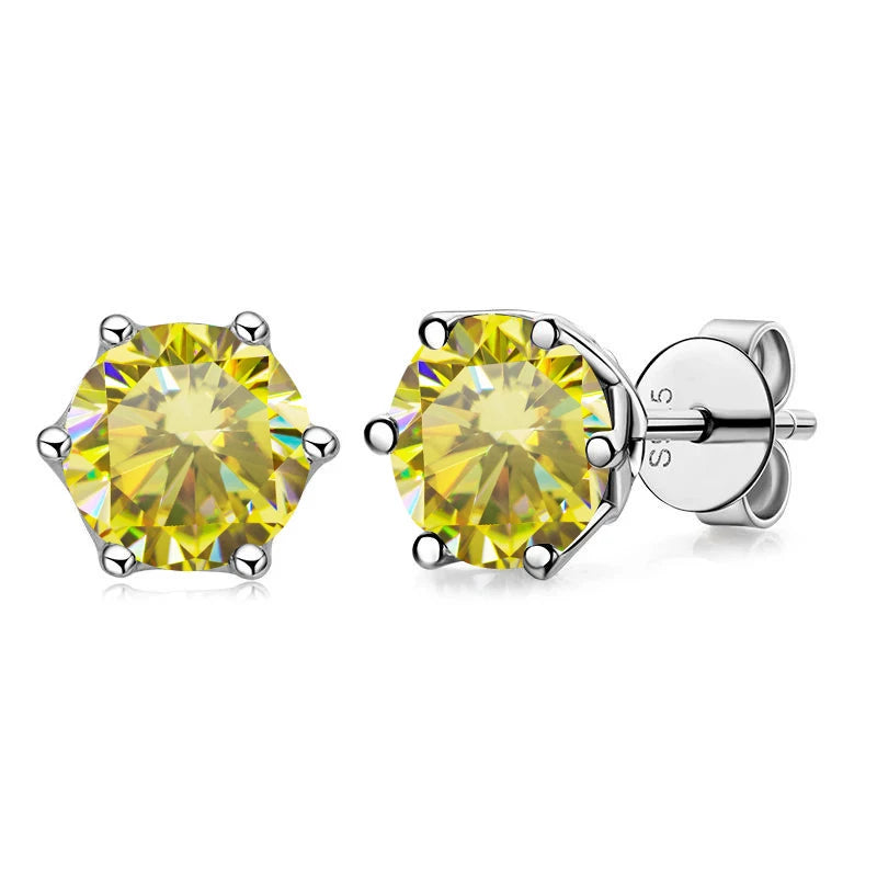 Butterflykiss Real 1 CT D Color Moissanite Stud Earrings For Women Top Quality 925 Sterling Silver Sparkling Wedding Jewelry