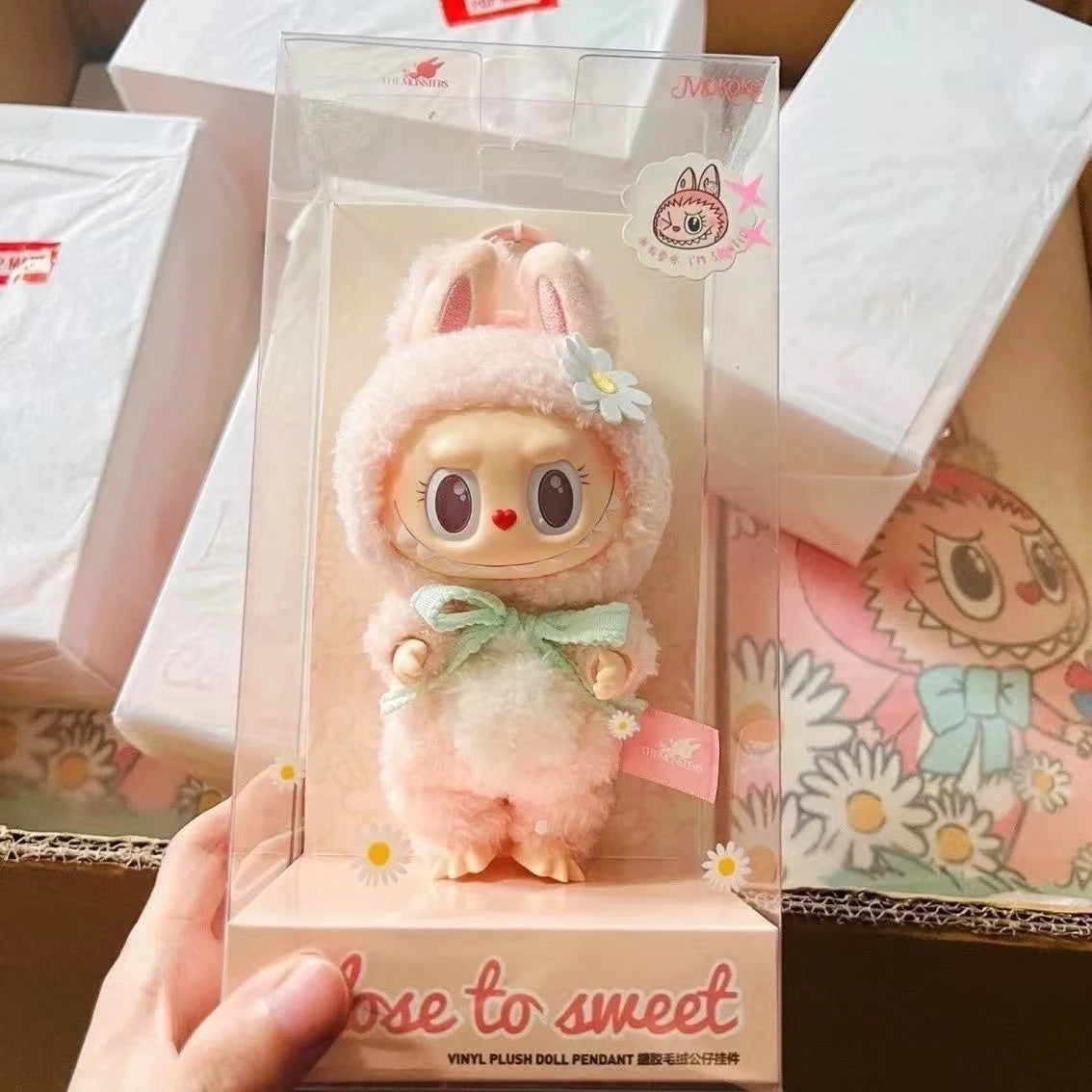 Limited Kawaii Pink Mokoko 1st Spring Flower Sweetheart Vinyl Doll Backpack Pendant Decoration Doll Amusement Park