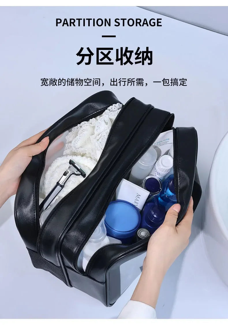 乾湿分離ダブル透明PUメイクアップバッグポータブル洗濯バッグ化粧品収納バッグ旅行フィットネス水泳必需品