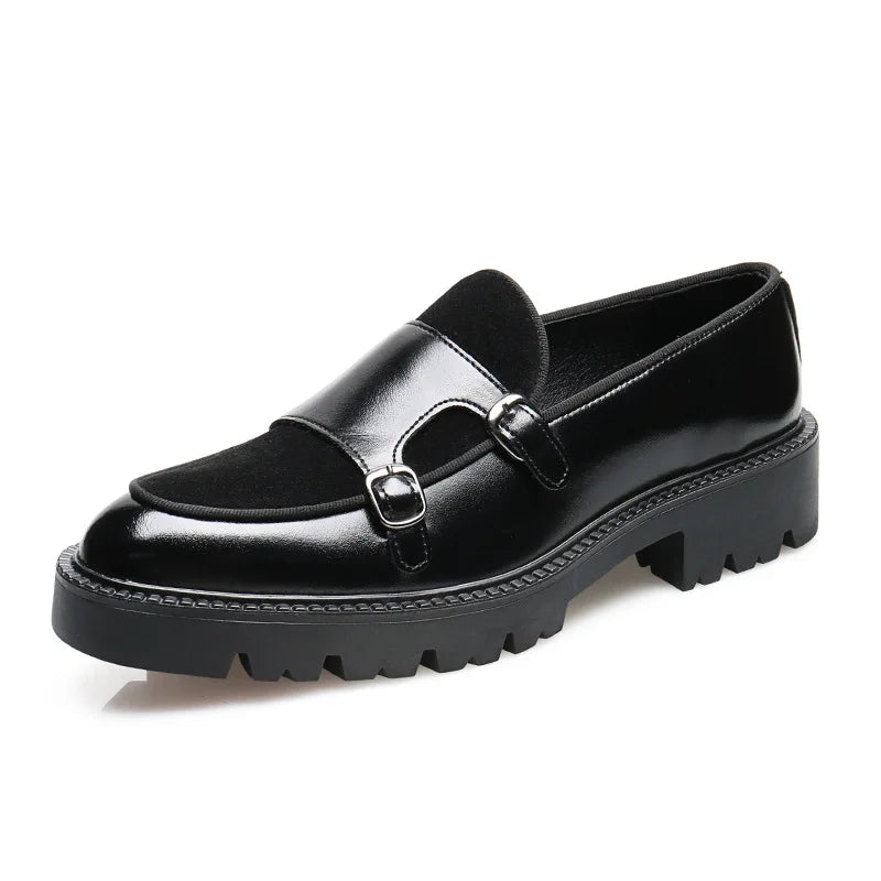2025 Loafers Men Leather Shoes Thick-soled British Style Black Formal Business Shoes Fashion Luxury Slip-On Casual Shoes