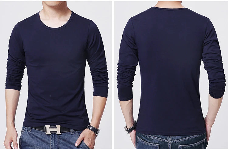 2025 MRMT 新品 メンズ Tシャツ 長袖 スリム メンズ Tシャツ 若者向け 純色 トップス Tシャツ Oネック 男性 ボーイズ Tシャツ