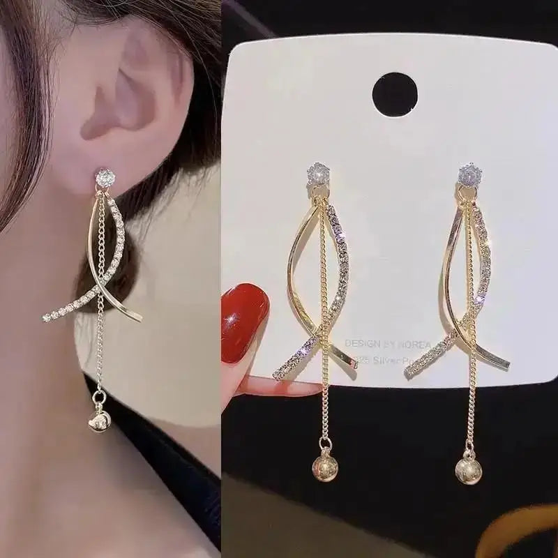 925 Silver Needle Korean Fashion Tassel Pearl Earrings For Women Jewelry 2025 Trending New Vintage Women's Pearl Drop Earrings