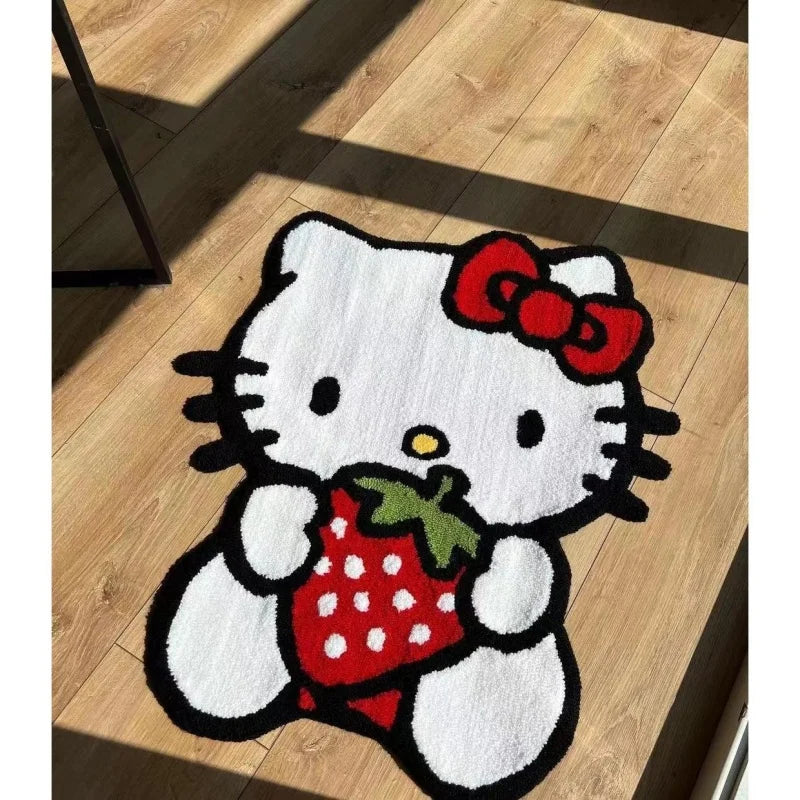 Cartoon Hello Kitty Plush Floor Mat Bathroom Door Absorbent Cute Non-slip Foot Mat Imitation Cashmere Carpet Bedside Decoration