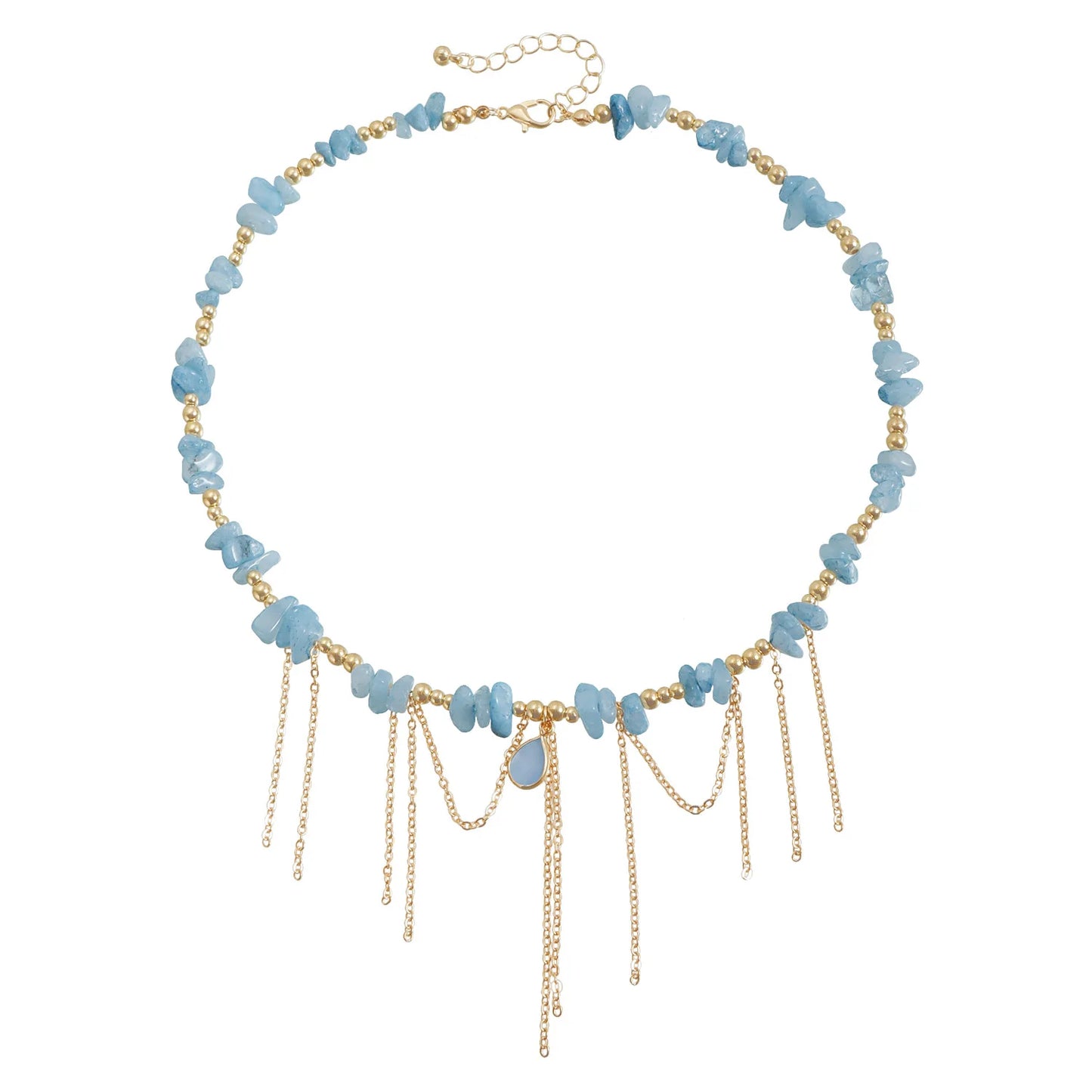 Water Droplet Design Collarbone Chain Natural Stone Necklace for Women Jewelry