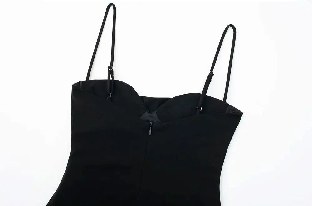 TRZA Women Sexy Fashion With Sweetheart Neck Draped Bodysuits Backless Zipper Thin Straps Female Playsuits Mujer