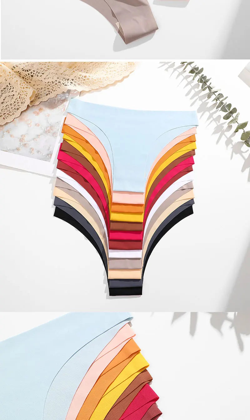 FINETOO 6Pcs/Set Ice Silk Seamless Underwear Low Waisted Brazilian Pants Breathable High Elasticity Lingerie Intimates Panties