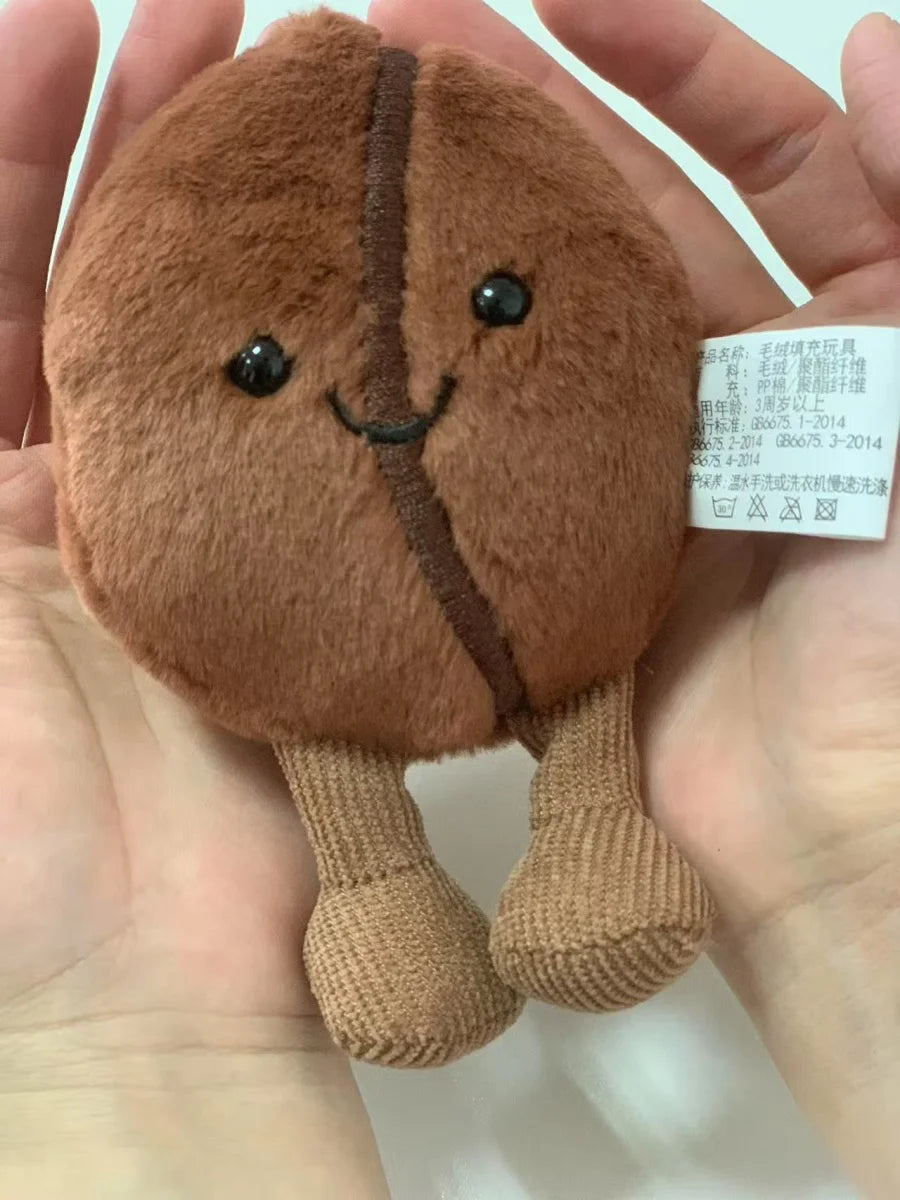 Jellycat コーヒー豆バッグペンダント 漫画ぬいぐるみ 笑顔のコーヒーフードぬいぐるみ かわいいキーチェーン ソフトドール 誕生日プレゼント 女の子