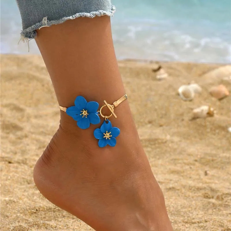 レディース向けファッション桜チャームアンクレット 夏ビーチアクセサリー ゴールドカラーチェーンアンクレット レッグブレスレット ウェディングギフト