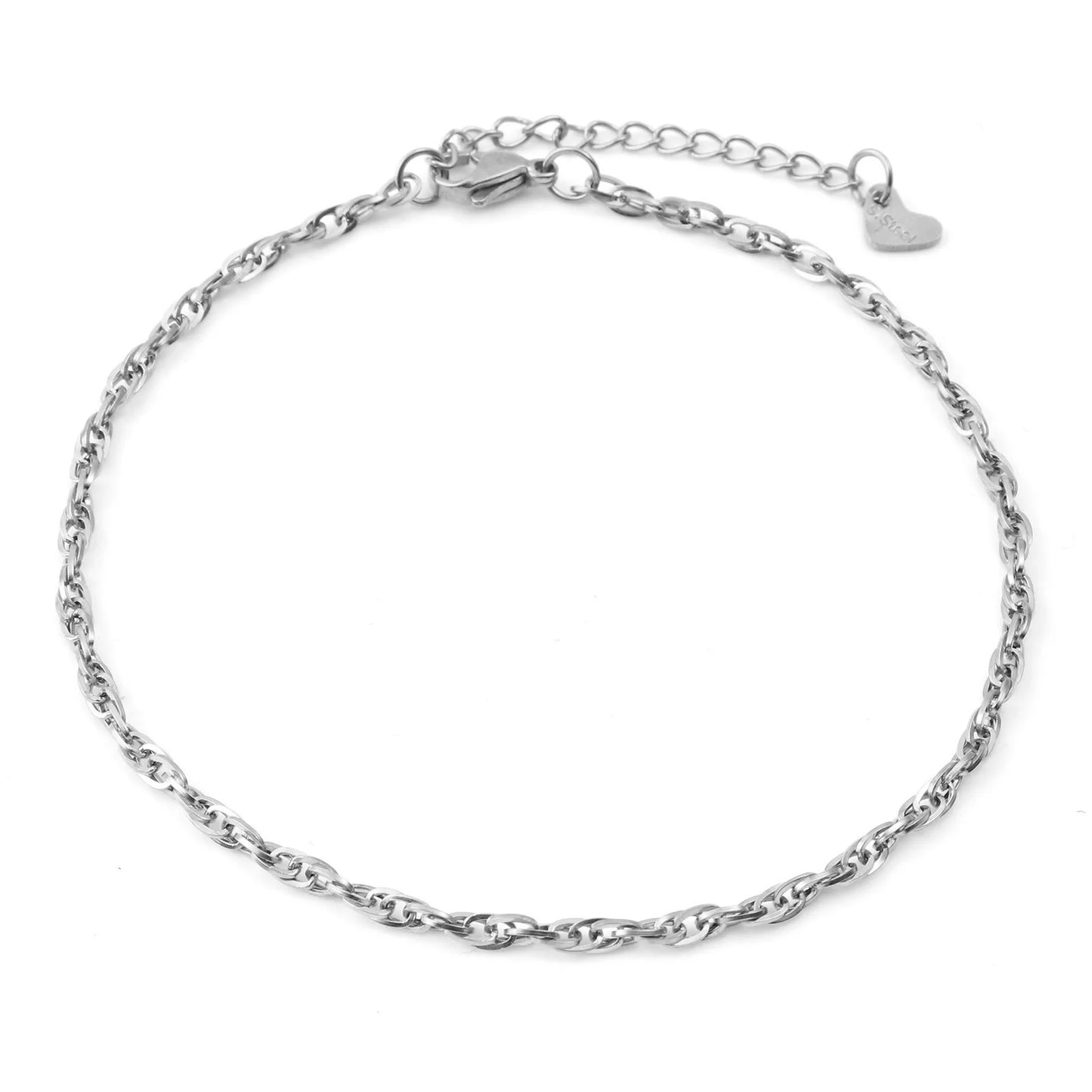 Stainless Steel Link Chain Anklet Silver Color For Women Beach Foot Leg Chain Ankle Bracelets Jewelry Gift 23.5cm long, 1 Piece