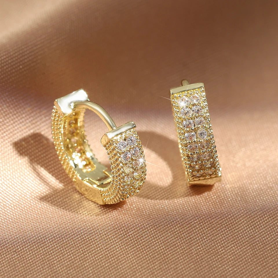 Vintage Hip Hop Round Hoop Earrings for Men Crystal Cubic Zirconia Fashion Versatile Male Jewelry Trend Circle Earring Gift