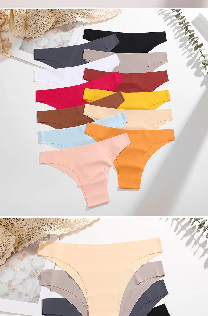 FINETOO 6Pcs/Set Ice Silk Seamless Underwear Low Waisted Brazilian Pants Breathable High Elasticity Lingerie Intimates Panties
