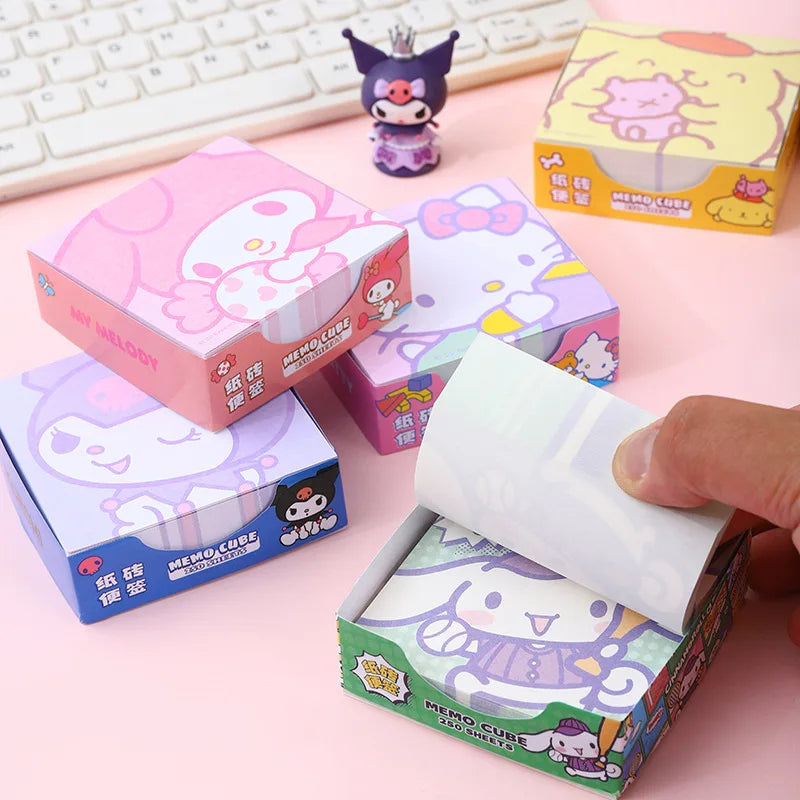 250 Pieces of Sanrio Creative Cute Kuromi Cinnamon Dog Family Sticky Notes Ins Girls Cartoon High-value Hand Note Stickers