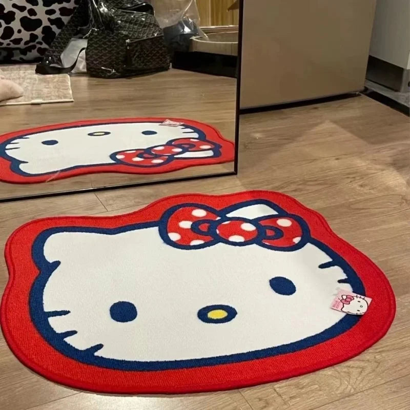 Cartoon Hello Kitty Plush Floor Mat Bathroom Door Absorbent Cute Non-slip Foot Mat Imitation Cashmere Carpet Bedside Decoration