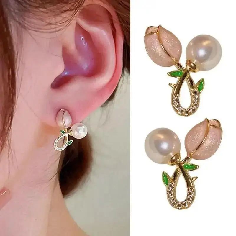 925 Silver Needle Hollow Crystal Swan Earrings For Women Korean Jewelry 2025 Trending New Luxury Animal Pearl Stud Earrings Gift