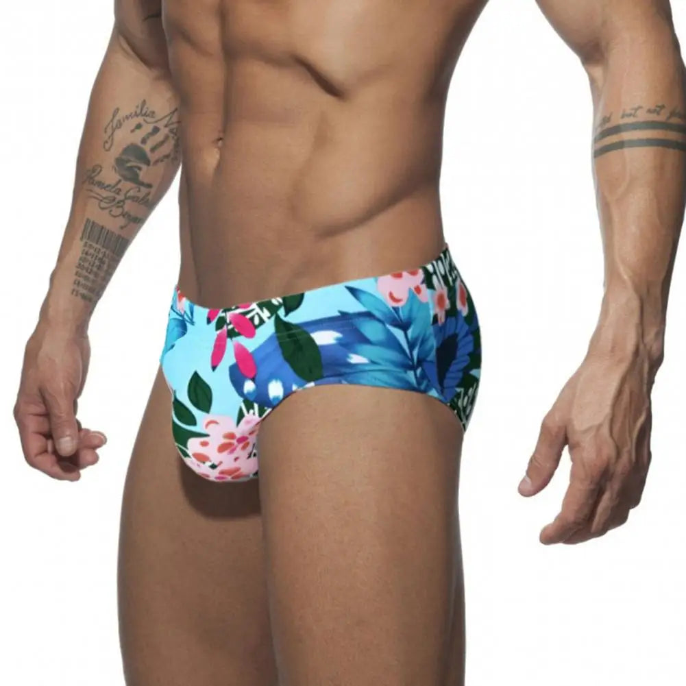 Sexy Floral Print Swimwear Men Beach Shorts Board Surfing Shorts Swimming Trunks Push Up Pad Men Swimsuits Sunga Bathing Suits