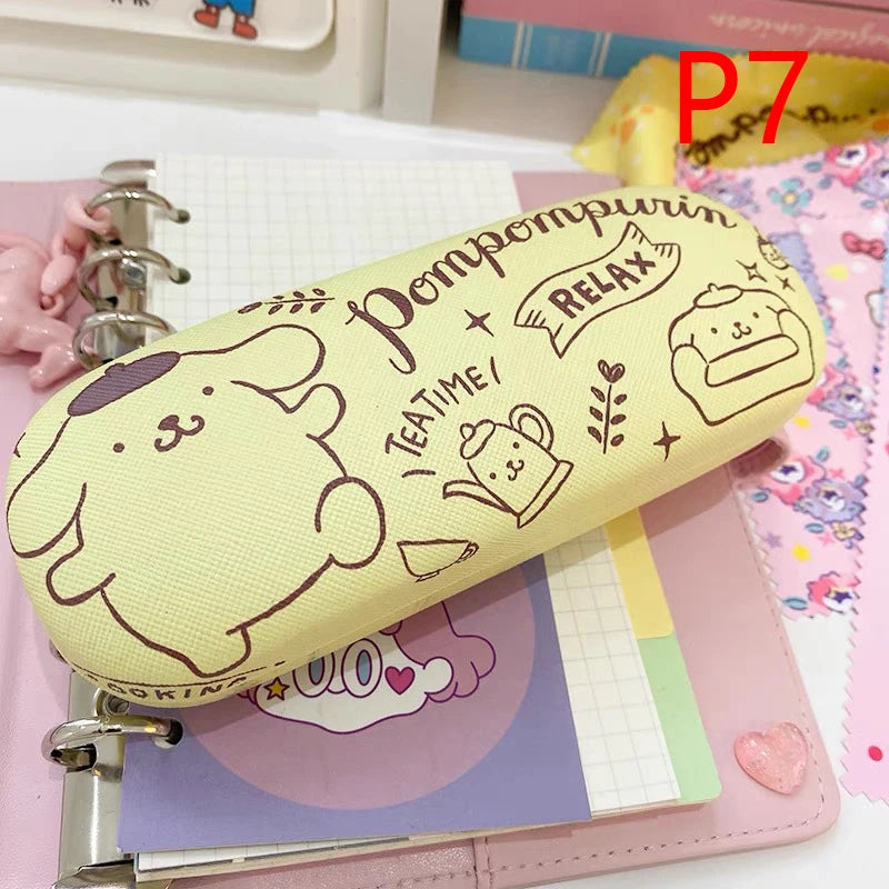 Cartoon Stitch Hello Kitty Glasses Case Children Students Anti Drop Glasses Storage Box Princess Series Pattern Protective Case