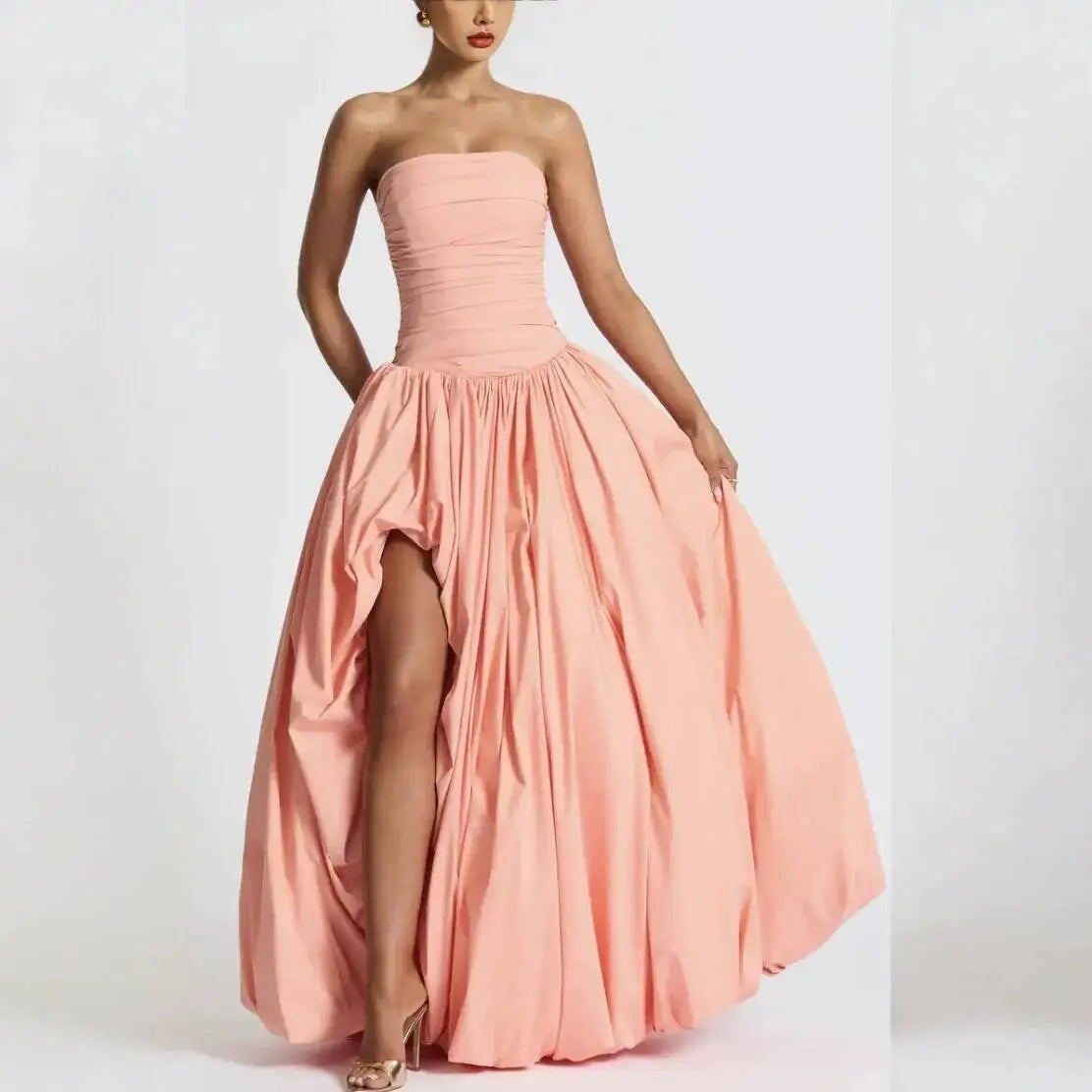 Giyu Sexy Evening Club Party Dresses Women 2025 Summer Bandage Lace Up Split Maxi Long Dress Elegant Strapless Backless Robe