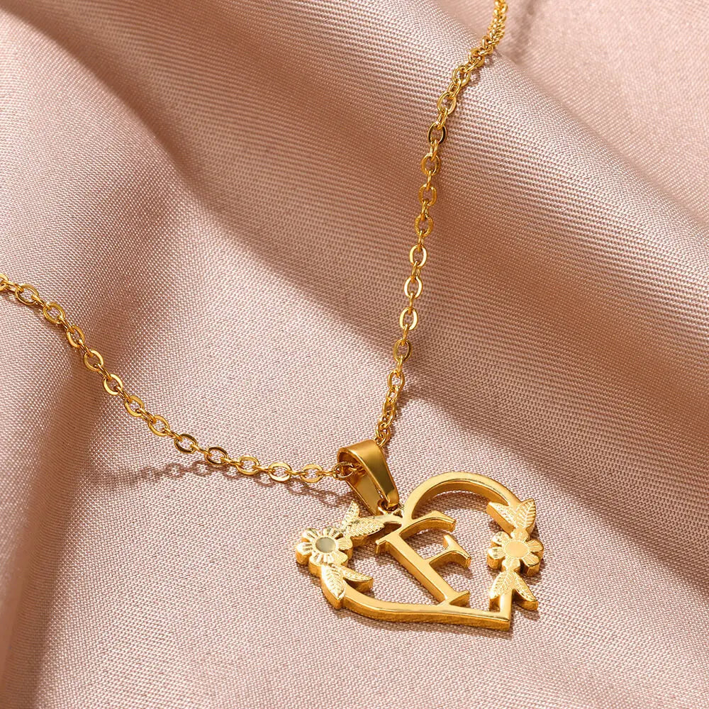 Initial Letter Stainless Steel Pendant Necklace for Women Fashion Gold Color Chain A-Z Alphabet Clavicle Necklaces Jewelry Gift
