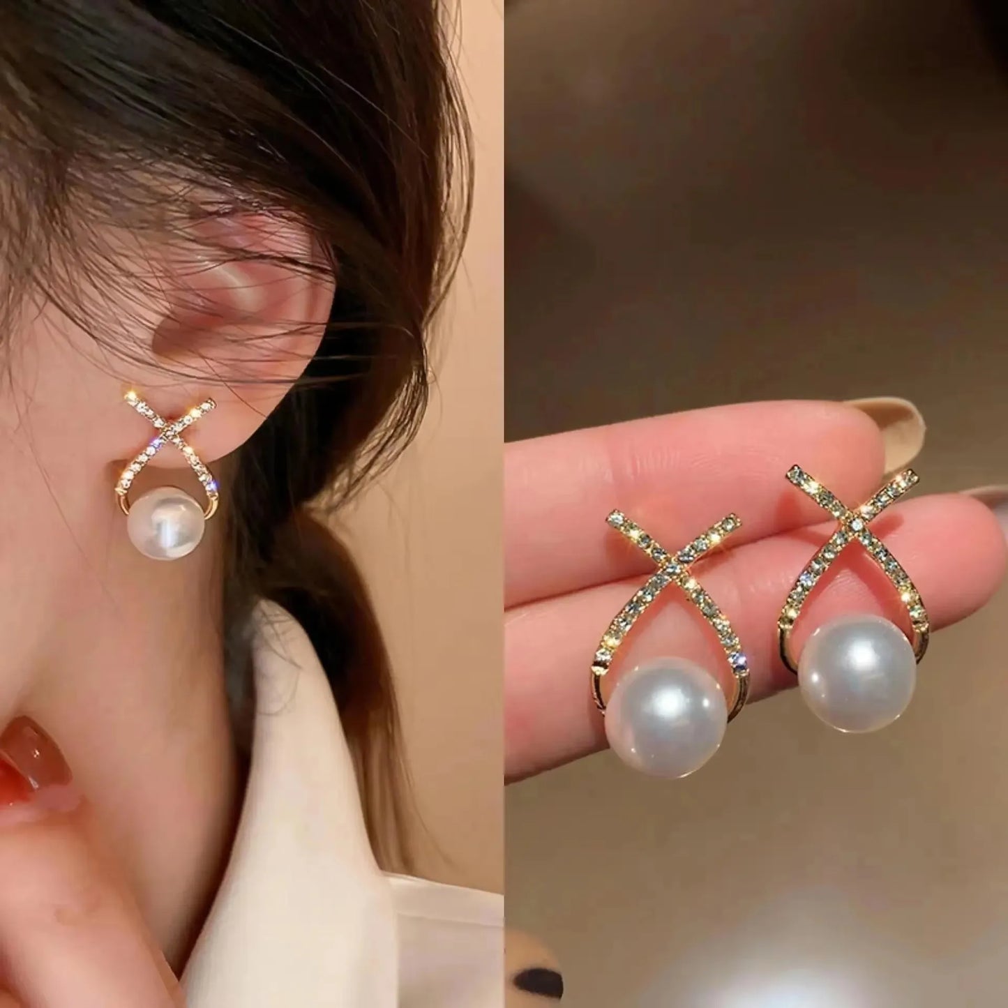 925 Silver Needle Korean Fashion Zircon Geometric Earrings For Women Jewelry 2025 Trending Luxury Crystal Cross Stud Earrings