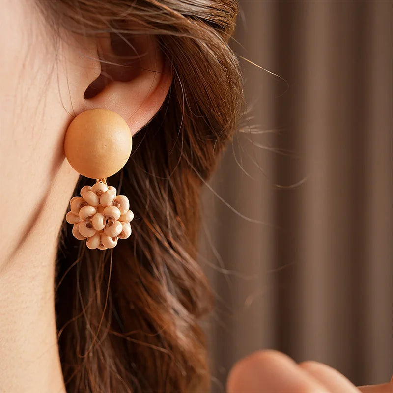 wooden beads Cluster Dangle post Earrings New Arrival National Style Fashion Jewelry Women Daily Wear Accessories Party CW134