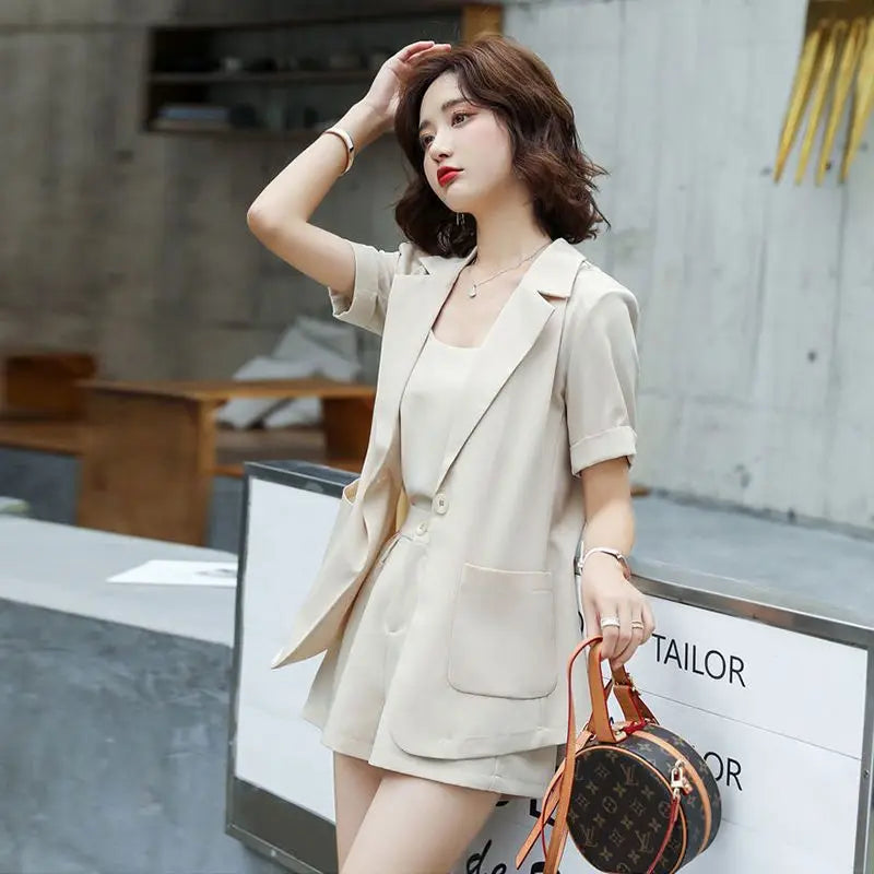 Set of Two Fashion Pieces for Women New In 2 Piece Outfits 2024 Summer Shorts Blazer Suits Elegant Cheap Women's Matching Sets