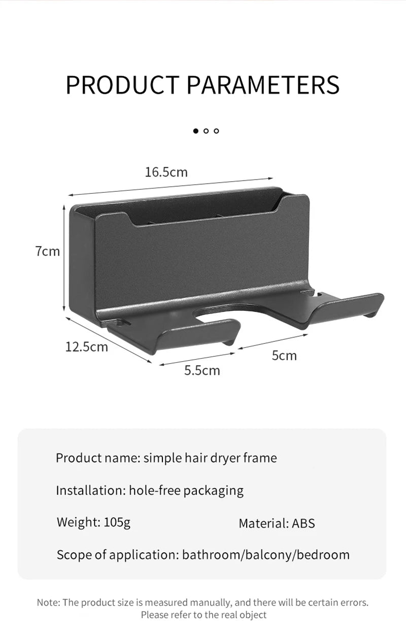 Hair Dryer Holder Wall Mounted Hair Straightener Dryer Hair Stand Bathroom Organizer Shelves Washroom Organization Shelves