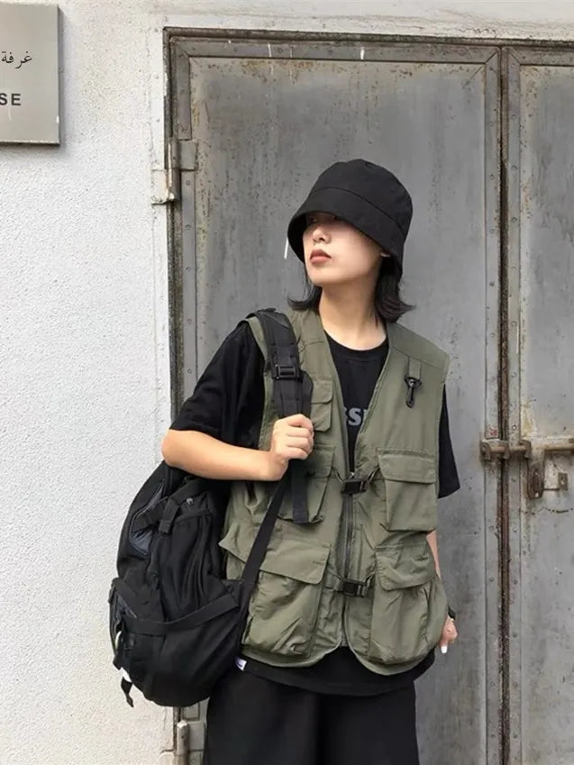 Loose ex Oversized keted Workwear Vest Street Sle Spor Svel Jaet for Men And Women Summer Casual Wear