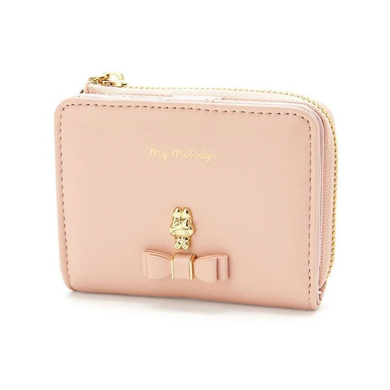 Sanrio Cinnamoroll Kuromi My Melody Hello Kitty Kawaii PU Leather Wallet Card Holders Casual Coin Purse Money Bag