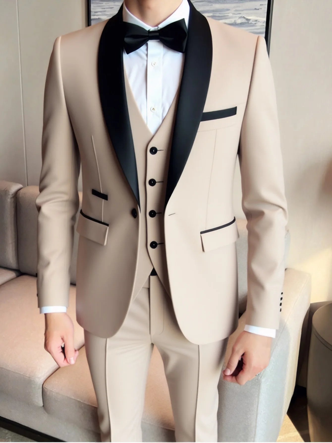 3 Piece Suit Jacket Vest Trousers/Fashion Men's Casual High Quality Business Slim Groom Wedding Formal Suit Jacket Trousers