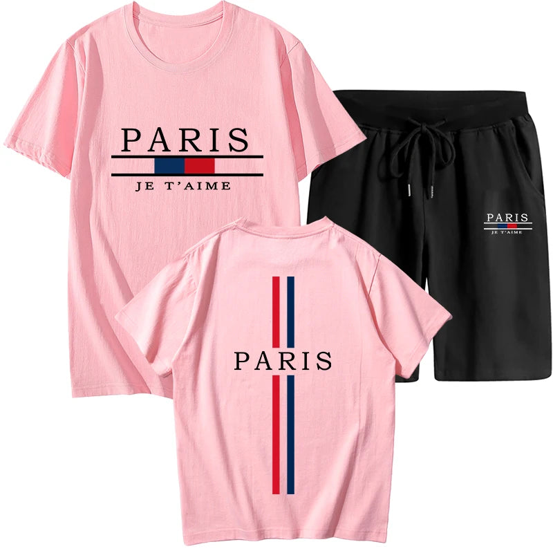 Summer Mens Tracksuit Casual Jogging Short Sleeve Suit Comfort Loose Man Training Jersey Cotton T-shirts+Sport Short 2-Piece Set