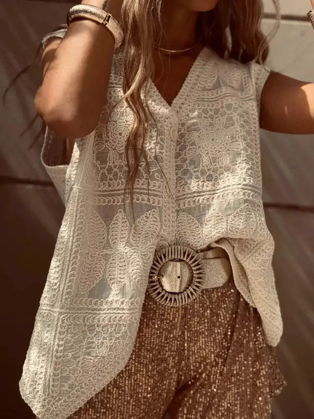 Vintage Cotton Sleeveless Crochet Vests Jackets For Women Tank Tops Summer Loose Boho Beach Cover Up Casual Women's Blusas