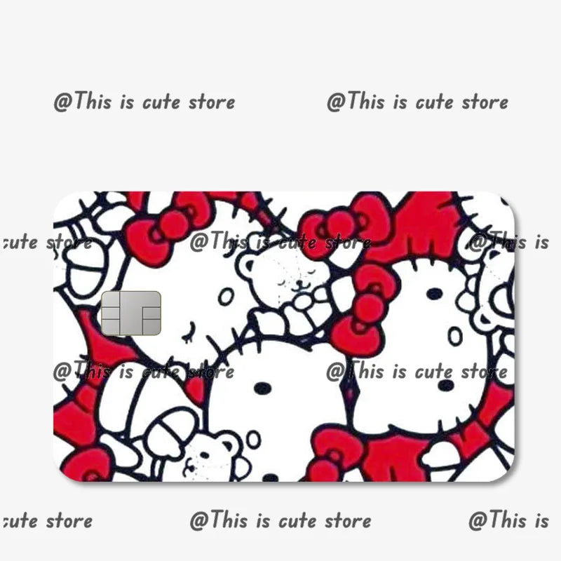 Sanrios Hello Kittys Kuromi Credit Card Skin Stickers for Bank Card Bus Anime Rilakkuma Metro Card Sticker Waterproof Girls Gift