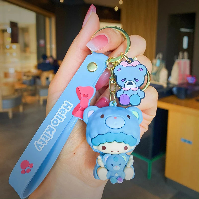 Sanrio Cute Girl Keychain Bag Pendant Pink Kuromi Melody Cinnamoroll Car Key Sanrio Accessories Set Ring Backpack Holiday Gifts