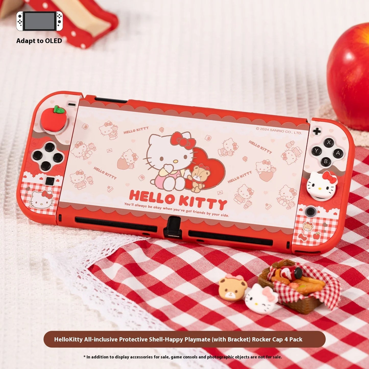 Sanrio Figure Hello Kitty Switch Ns/Oled Protective Case Hard Shell Protective Cover Plug Base Cute Peripheries Game Accessories