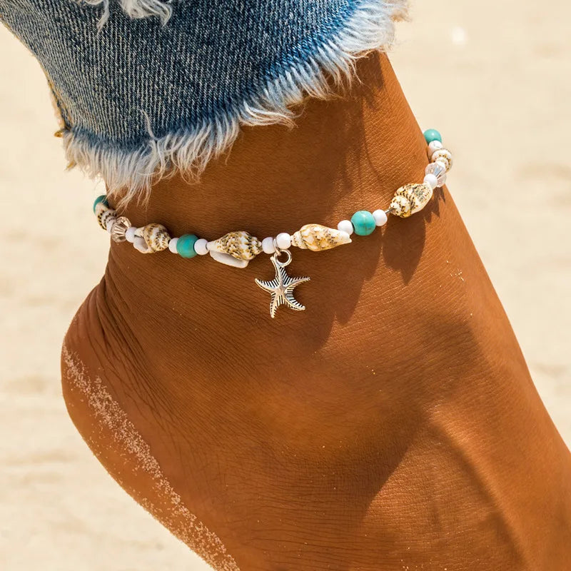 Bohemia Natural Shell Anklets for Women Foot Jewelry Summer Beach Barefoot Bracelet Ankle on Leg Chian Ankle Strap Accessories