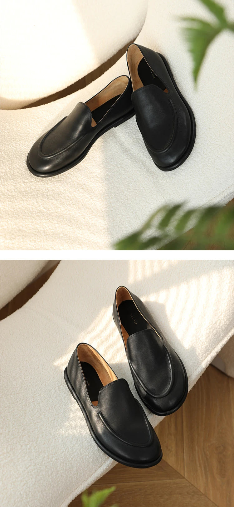 Loafers Women 2024 New Spring One Foot Slip-on Round Toe Shoes Women Genuine Leather Soft Flats Shoes Women