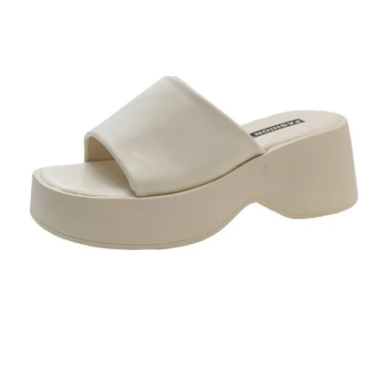 Women Slippers 2025 Summer New Luxury Sandals Women Thick Soled Designer Square Toe Slippers Slides Women Zapatos