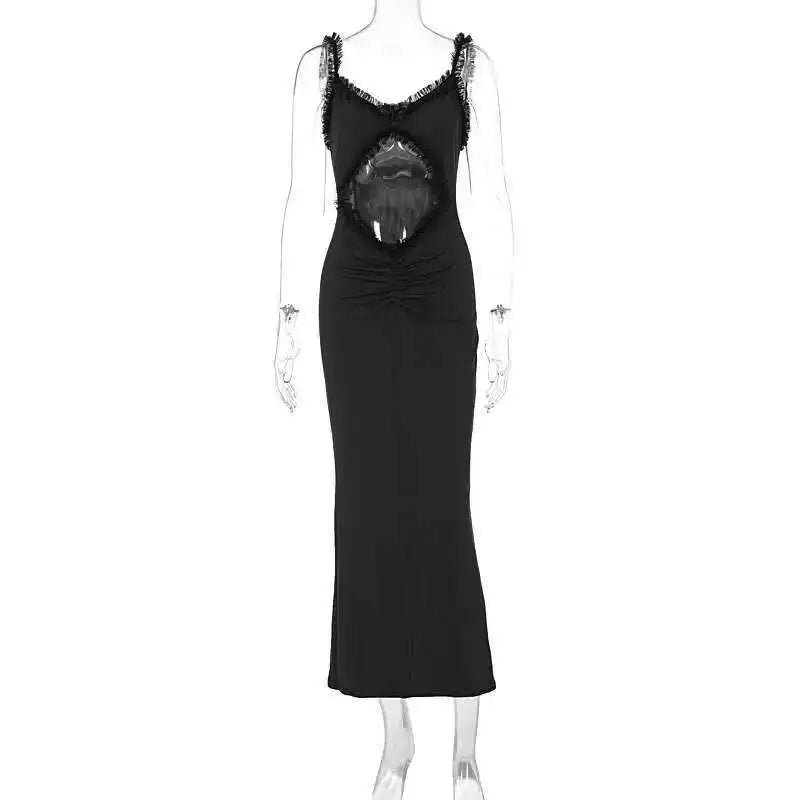 Giyu Sexy Evening Club Party Dresses Women 2025 Summer Sleeveless Backless Hollow Out Maxi Long Dress Elegant Bodycon White Robe